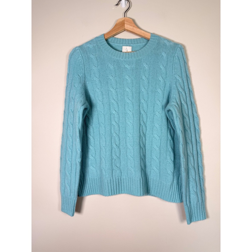Joie Womens Light Blue 100% Cashmere Cable Knit Crew Neck Sweater Size Small NEW - Picture 2 of 7